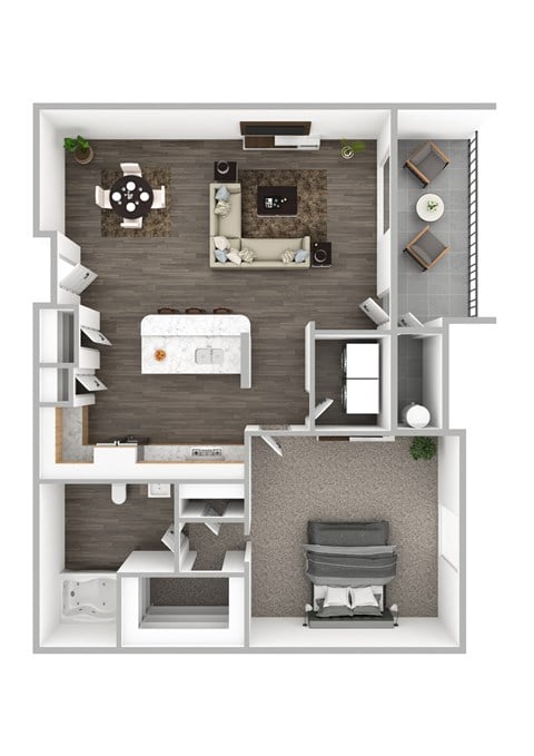 Floor plan for 1 bed, 1 bath, 820 sqft